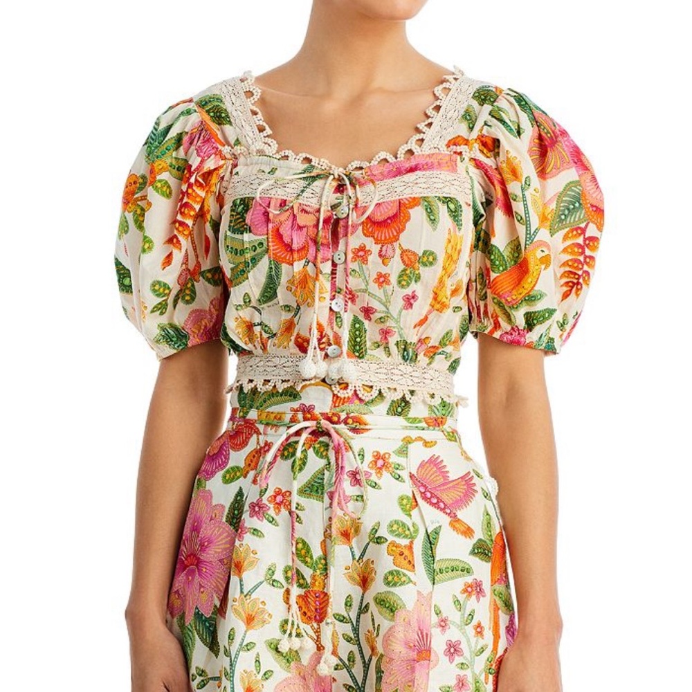 Farm Rio Macaw Bloom Cotton Top